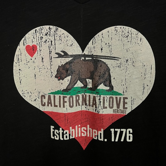 Reflex California Love T-Shirt Lightweight Black w State Logo Fabric Size M NWT - Picture 2 of 8